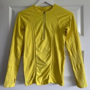 Athleta Fast Track 1/4 Zip Pullover Womens Sz XS Yellow Long Sleeve Running Top